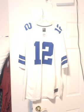 White NFL Dallas COWBOYS Football Jersey with Blue #12 Staubach. 2XL